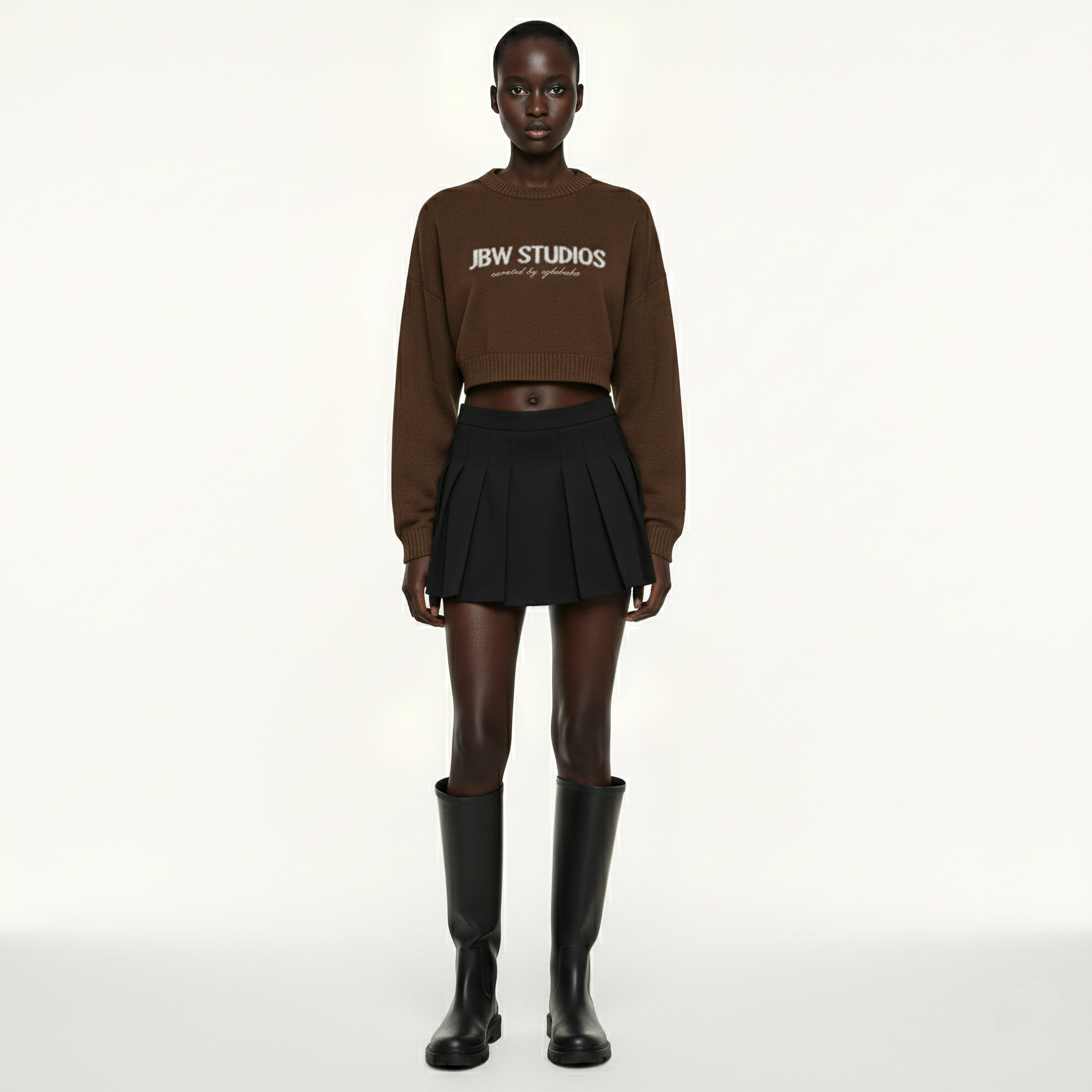 signature cropped knit - dark cocoa